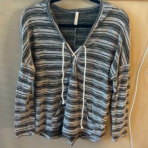 Orange creek womens pull over knit hoodie with front pocket and drawstrings